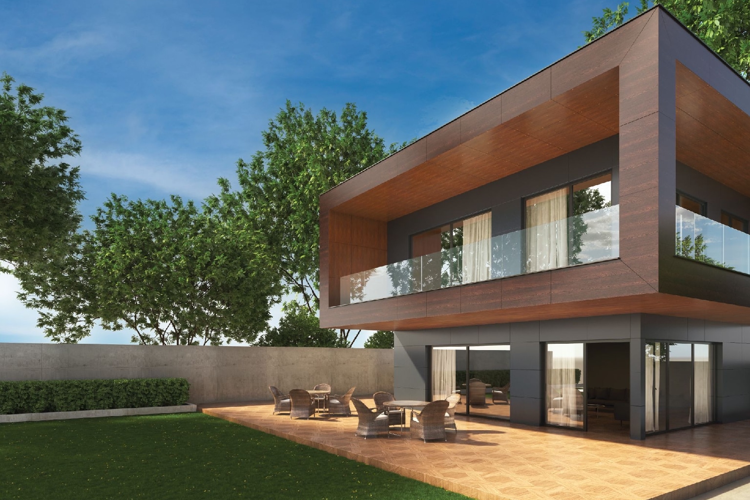 Different types of exterior wall cladding materials used in modern buildings